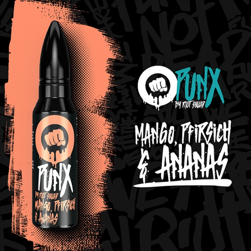 RIOT SQUAD PUNX Mango, Pfirsich und Ananas Aroma 15ml RIOT SQUAD PUNX Mango, Pfirsich und Ananas Aroma 15ml