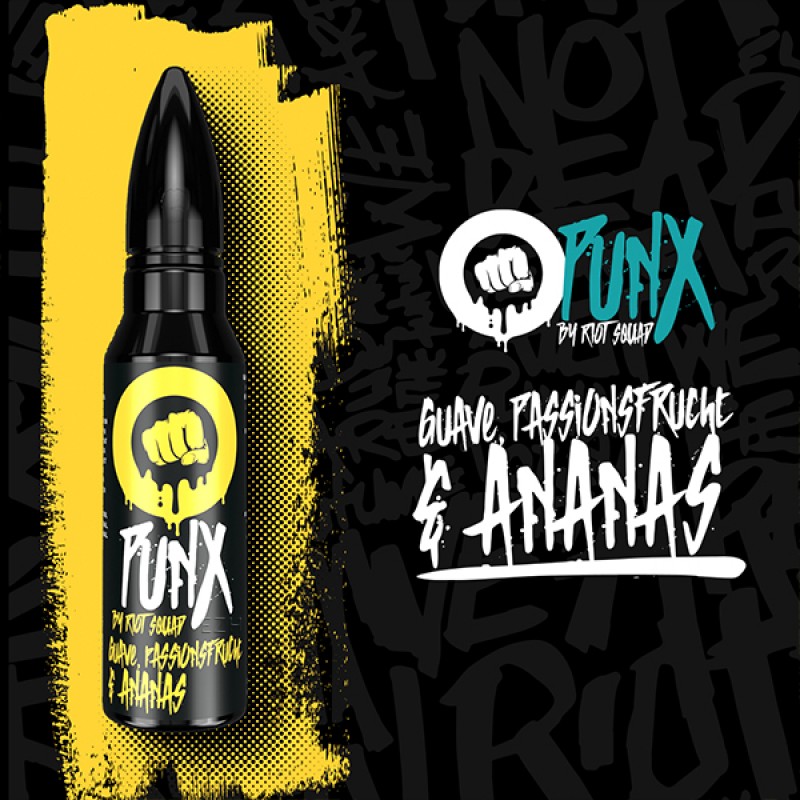 RIOT SQUAD PUNX Guave, Passionsfrucht und Ananas Aroma 15ml RIOT SQUAD PUNX Guave, Passionsfrucht und Ananas Aroma 15ml