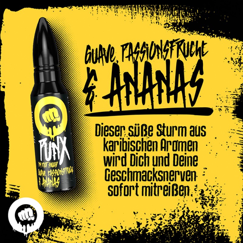 RIOT SQUAD PUNX Guave, Passionsfrucht und Ananas Aroma 15ml RIOT SQUAD PUNX Guave, Passionsfrucht und Ananas Aroma 15ml