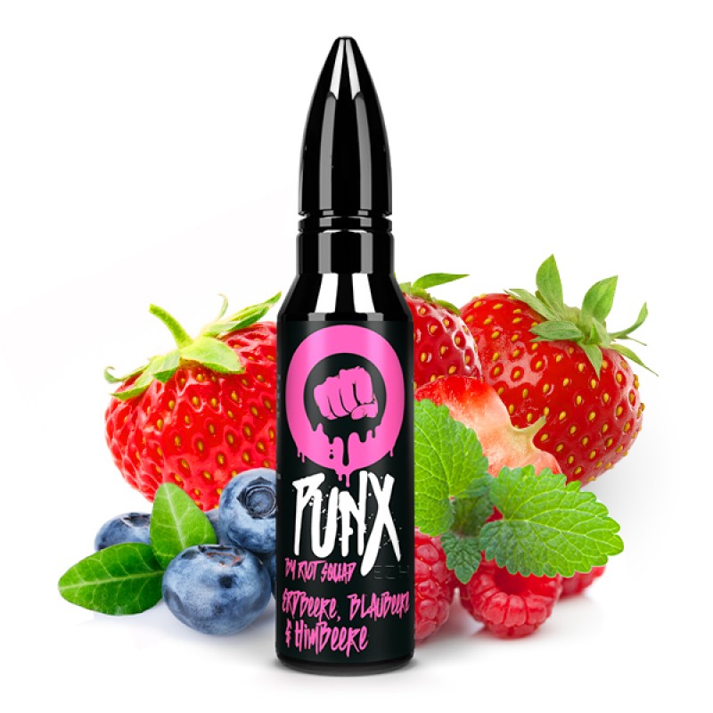RIOT SQUAD PUNX Erdbeere, Blaubeere und Himbeere Aroma 15ml RIOT SQUAD PUNX Erdbeere, Blaubeere und Himbeere Aroma 15ml
