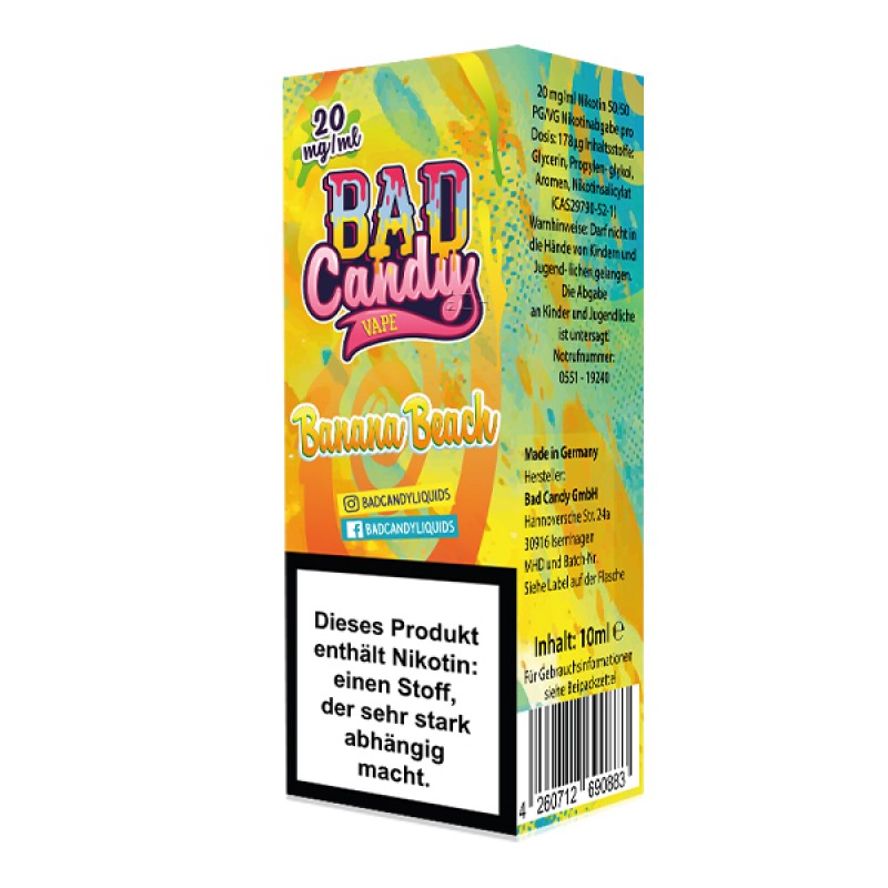BAD CANDY Banana Beach Nikotinsalz Liquid 10 ml BAD CANDY Banana Beach Nikotinsalz Liquid 10 ml