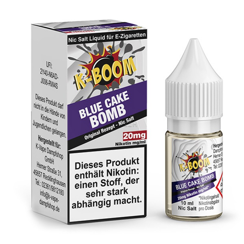 K-BOOM Blue Cake Bomb Original Rezept Nikotinsalz Liquid 10 ml K-BOOM Blue Cake Bomb Original Rezept Nikotinsalz Liquid 10 ml